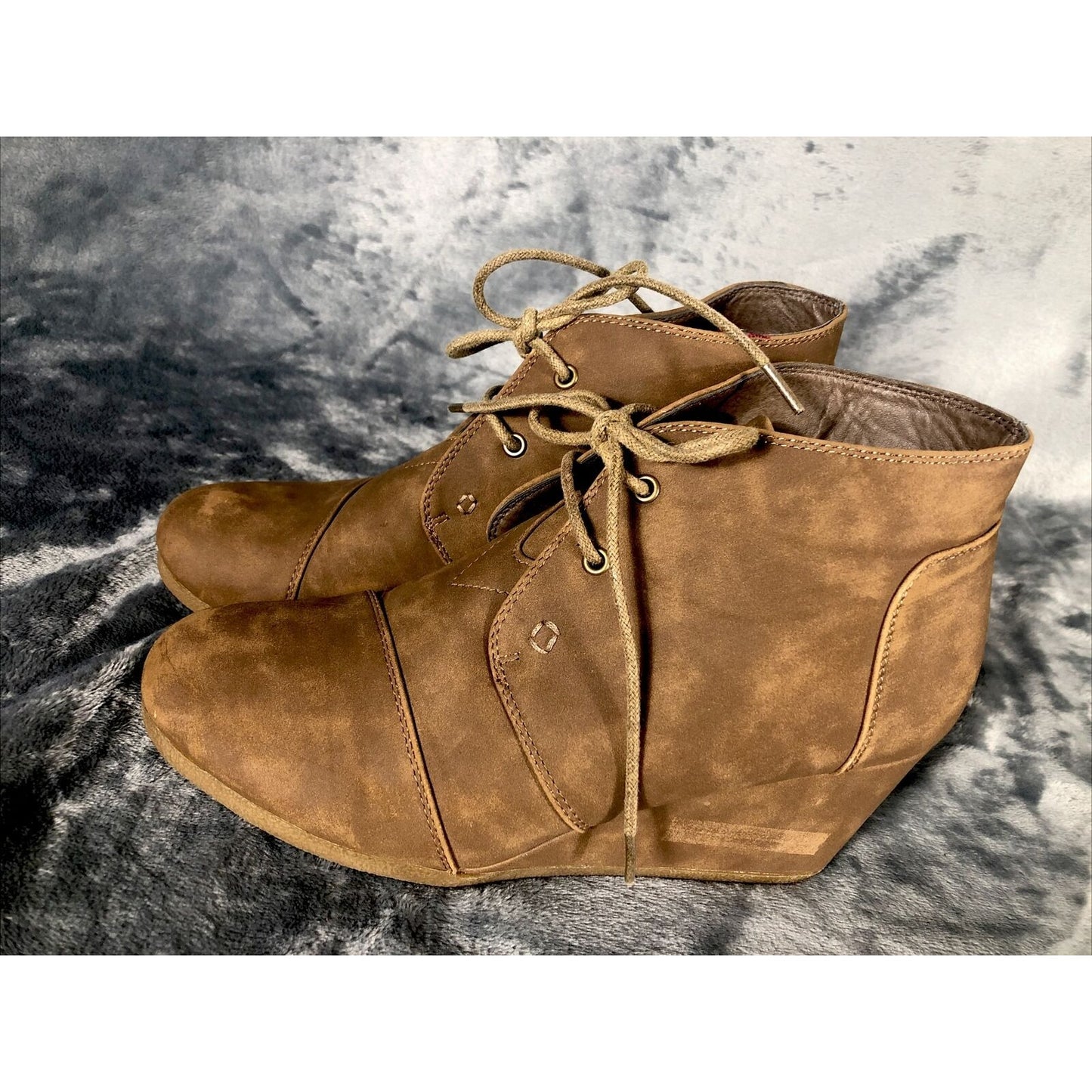 Natural Reflections Wedge Shoe Women’s Brown Lace Boot Size 8 1/2