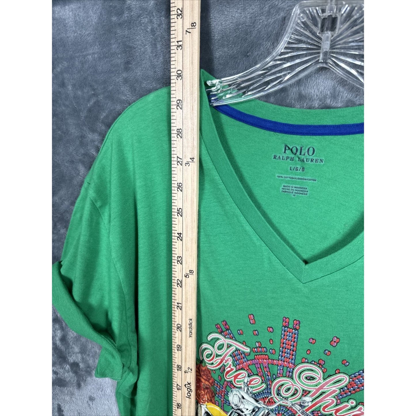 Polo Ralph Lauren Women’s Free Spirit V-neck T-shirt Inspirational Shirt Large