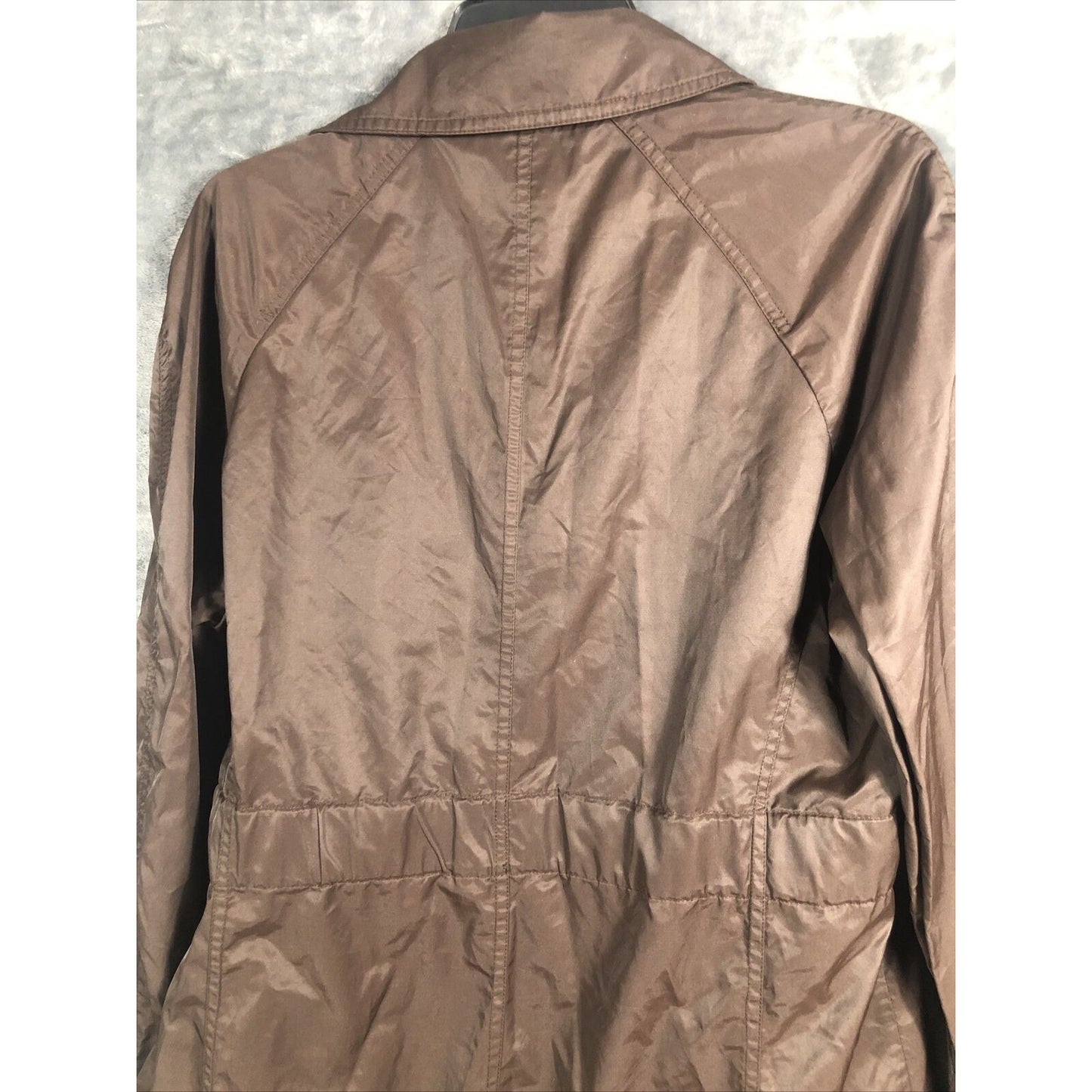 Daisy Fuentes 2 Button Woman’s Belted Wind Breaker Jacket Large Brown