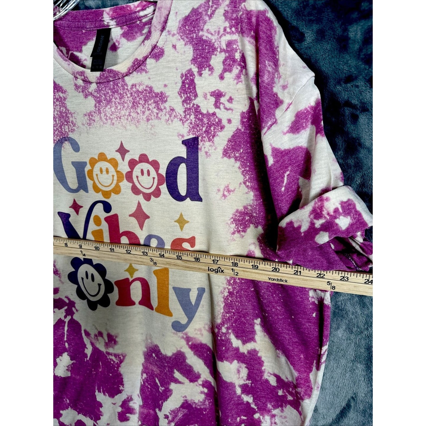 Women’s Shirt Good Vibes Only Tie-Dye Bleached Purple Size Extra Large