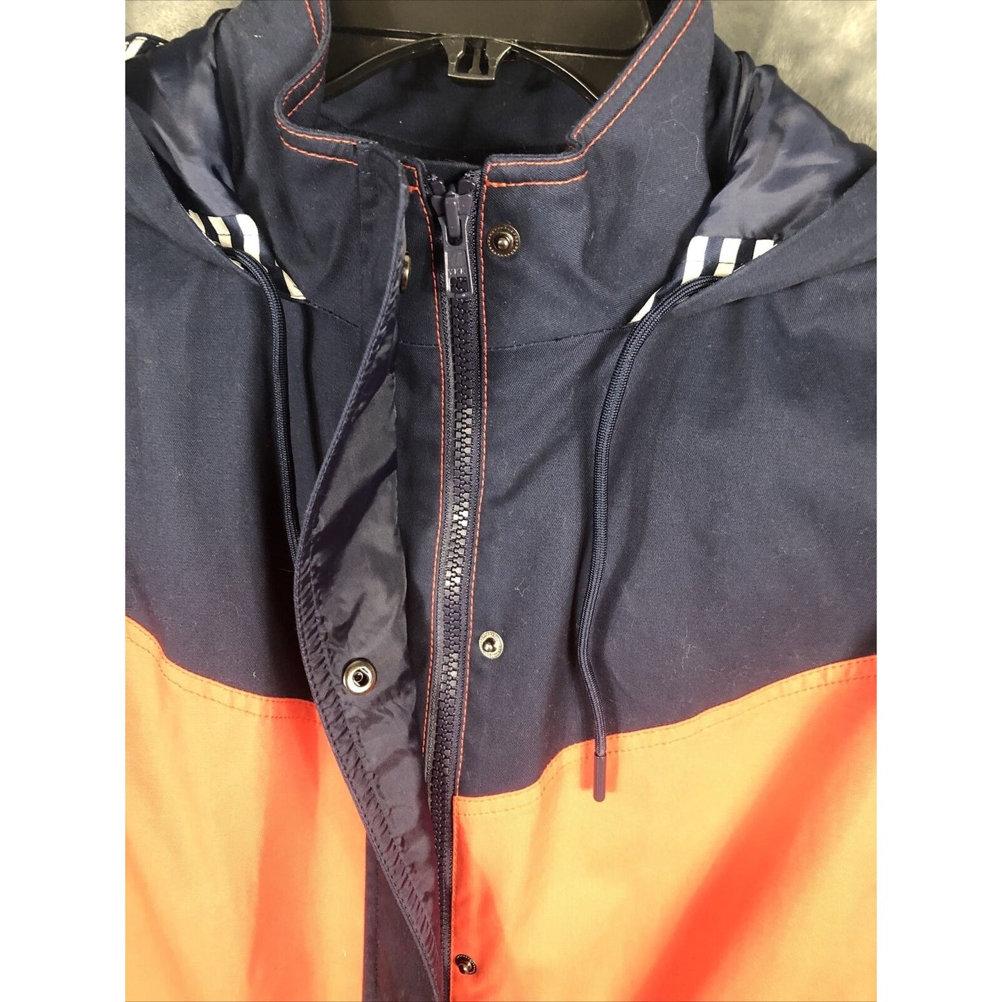 Crown & Ivy Woman's Jacket Blue Orange White Hooded Adult Size Small