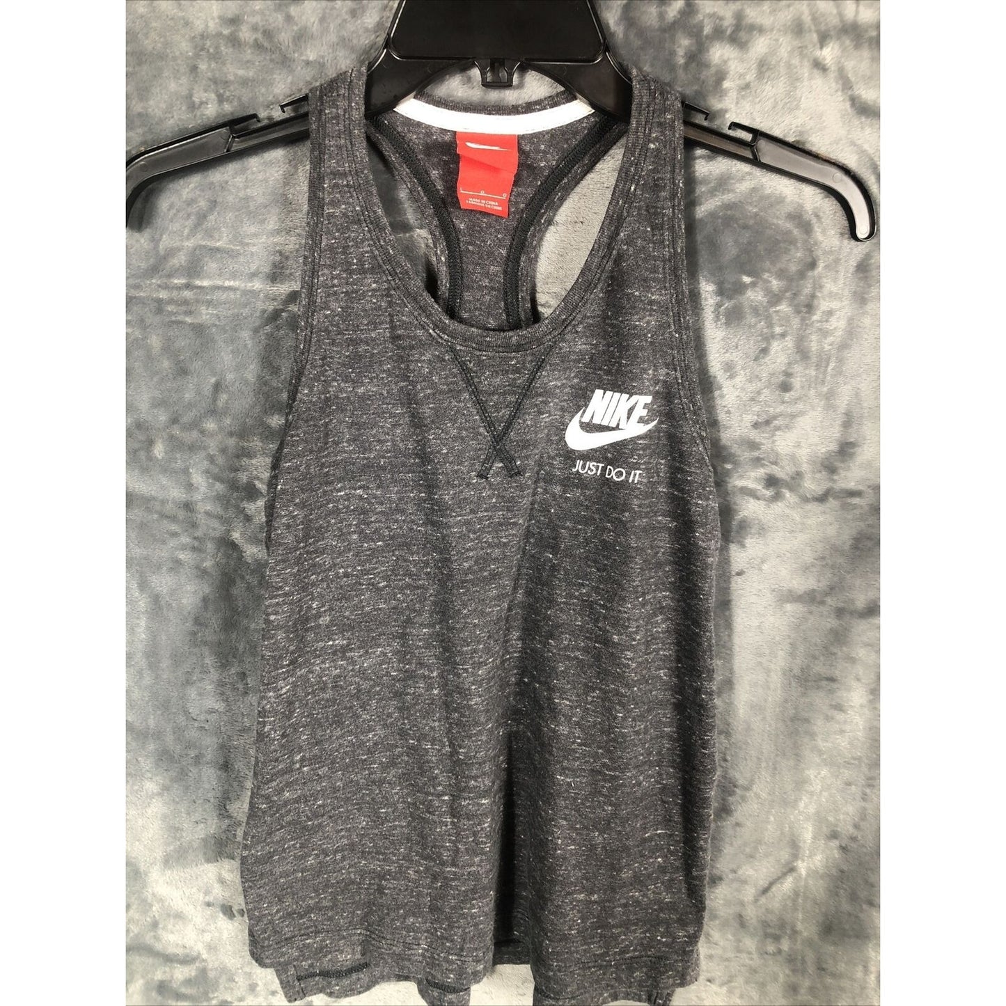 NIKE ‘Just Do It’ Girl’s Tank Top XL Fit Gray/white 15” Pit To Pit