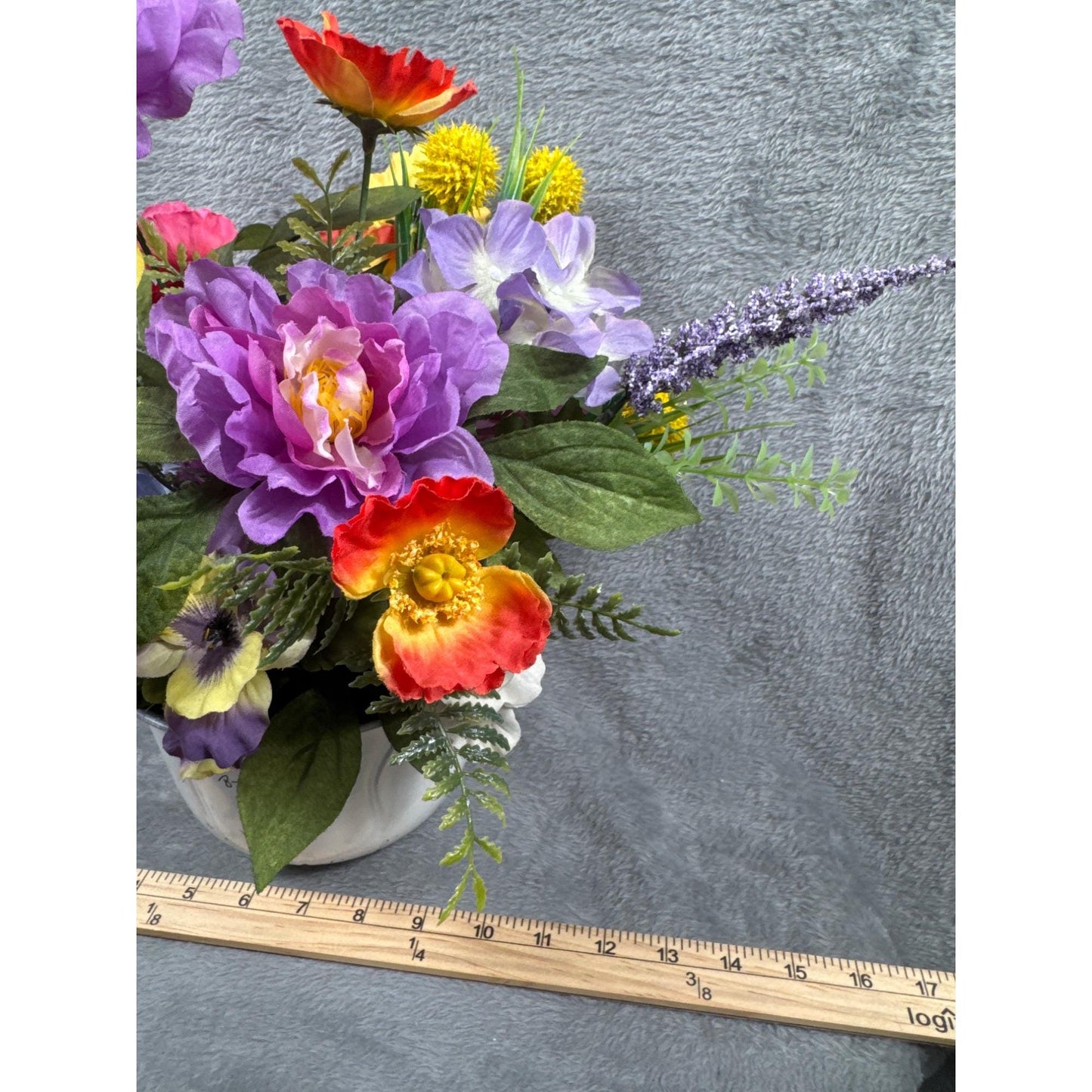 Floral Arrangement In White Vase/Pot Artificial Flowers