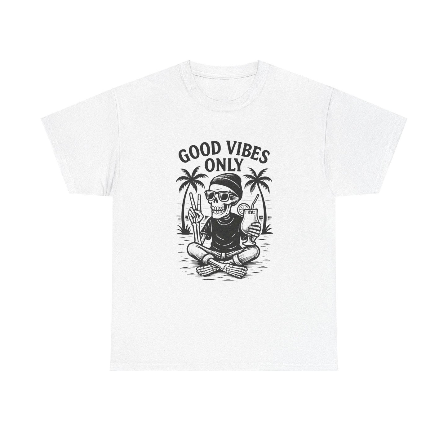 Skull Drinking T-Shirt Gothic Skeleton Graphic Tee Punk Rock Streetwear Top