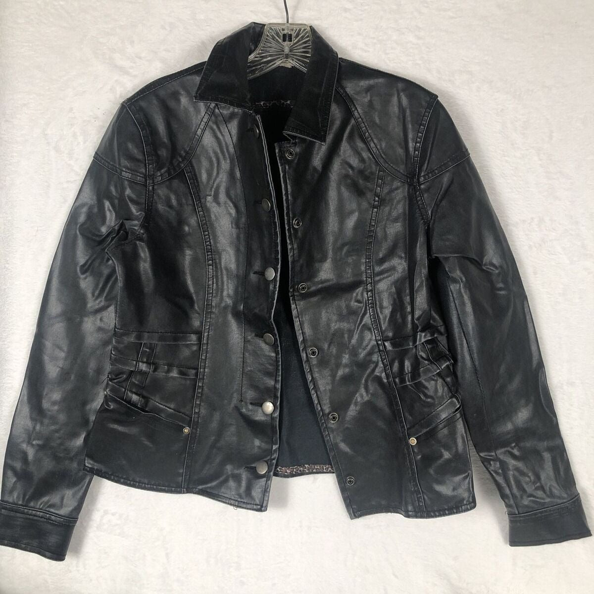 Biker Jacket Woman's Black Casual Fitted Trendy Stylish Coat