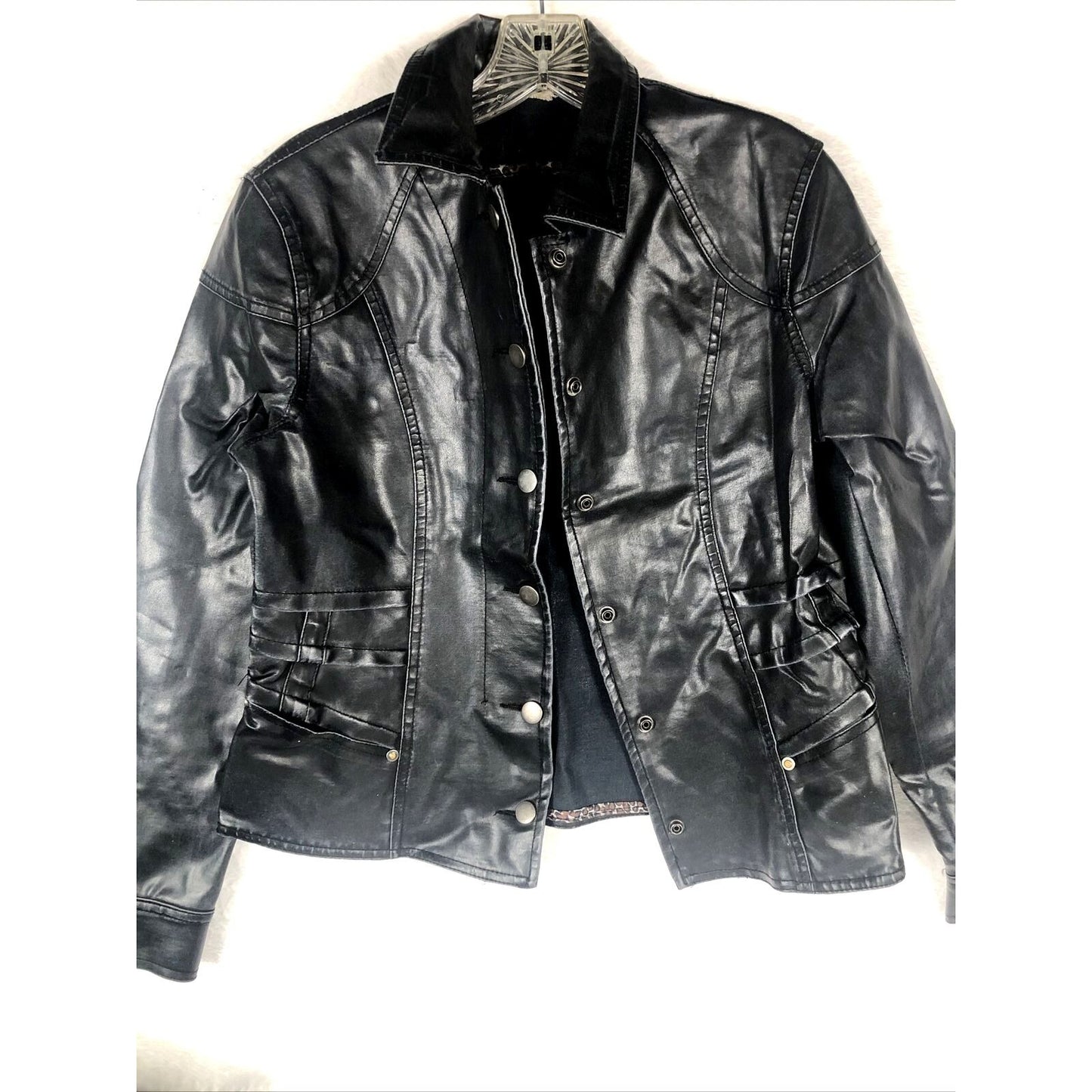 Biker Jacket Woman's Black Casual Fitted Trendy Stylish Coat