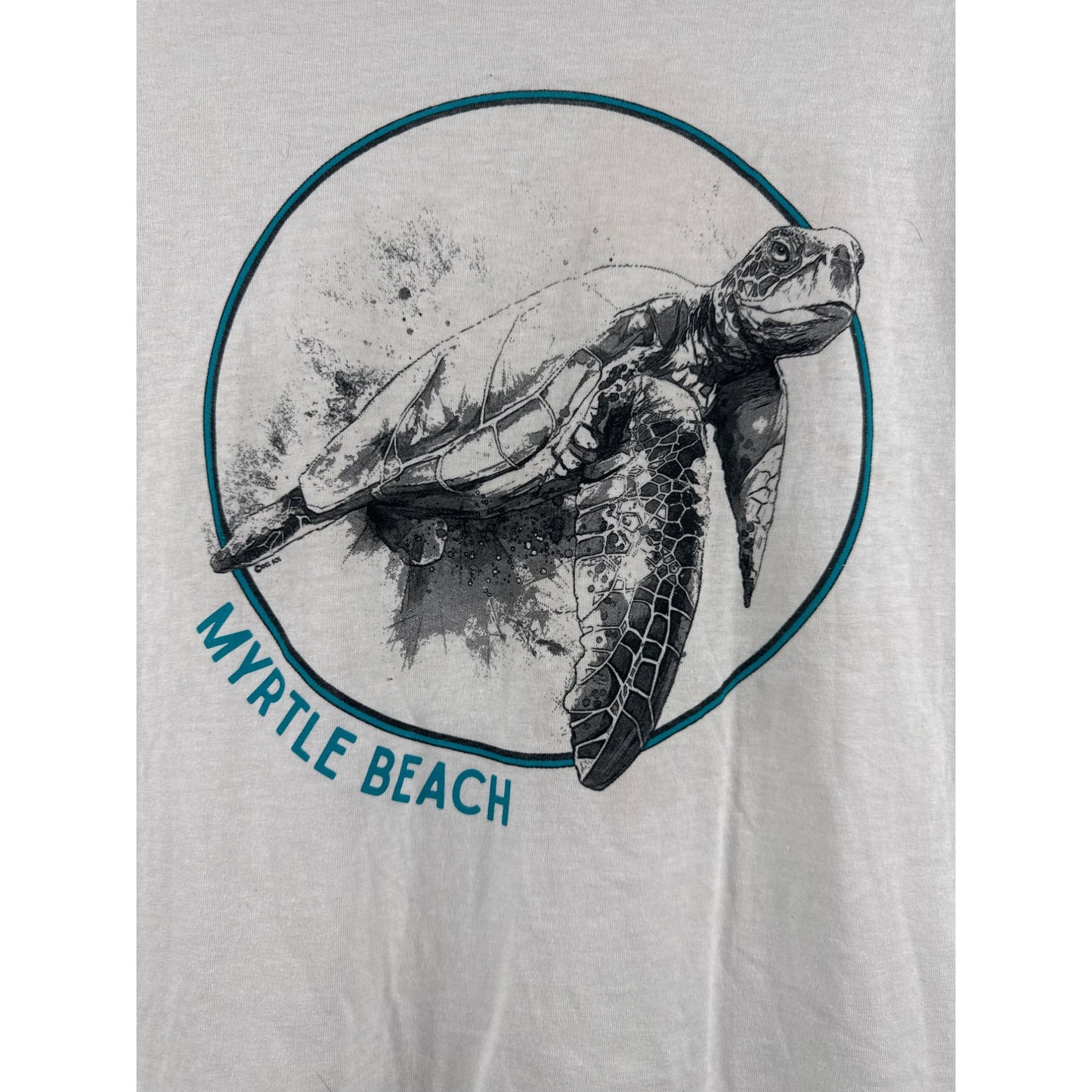 Myrtle Beach Sea Turtle Graphic T-Shirt By Del Sol Color Change LG White Crewneck Cotton Blend Unisex