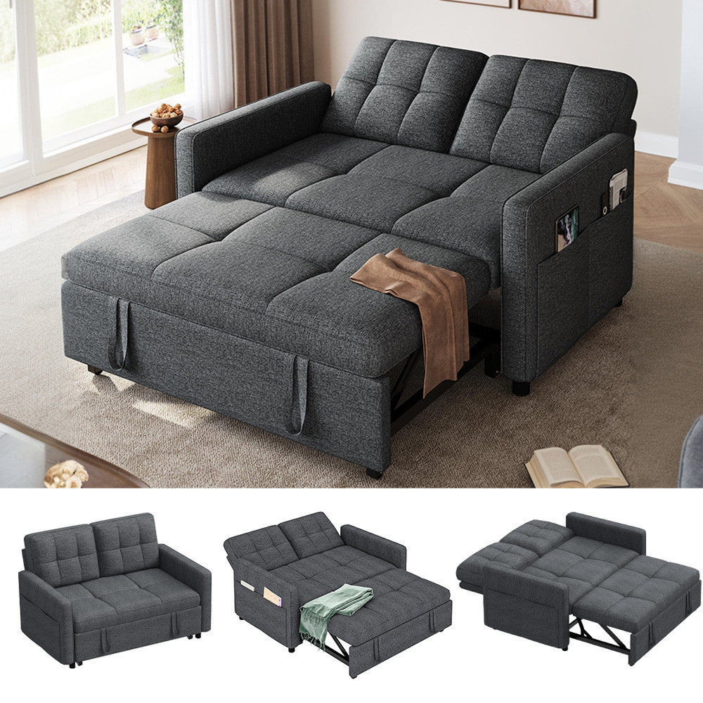 3 in 1 Convertible Sofa Bed 55 inch Sleeper Sofa Linen Loveseat Futon Couch