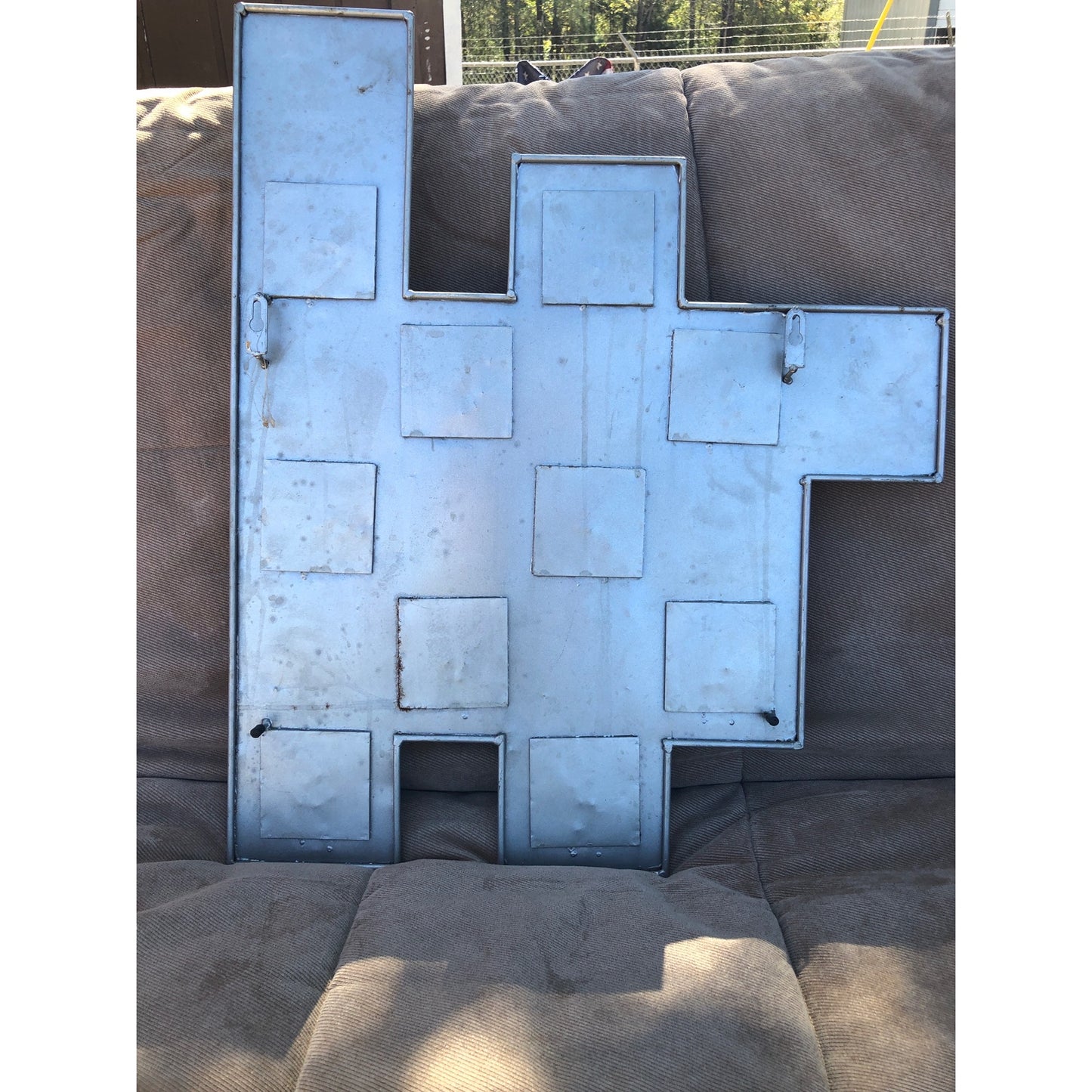 Wall-Mounted Geometric Metal Candle Holder With Mirrors & Patterned Tiles