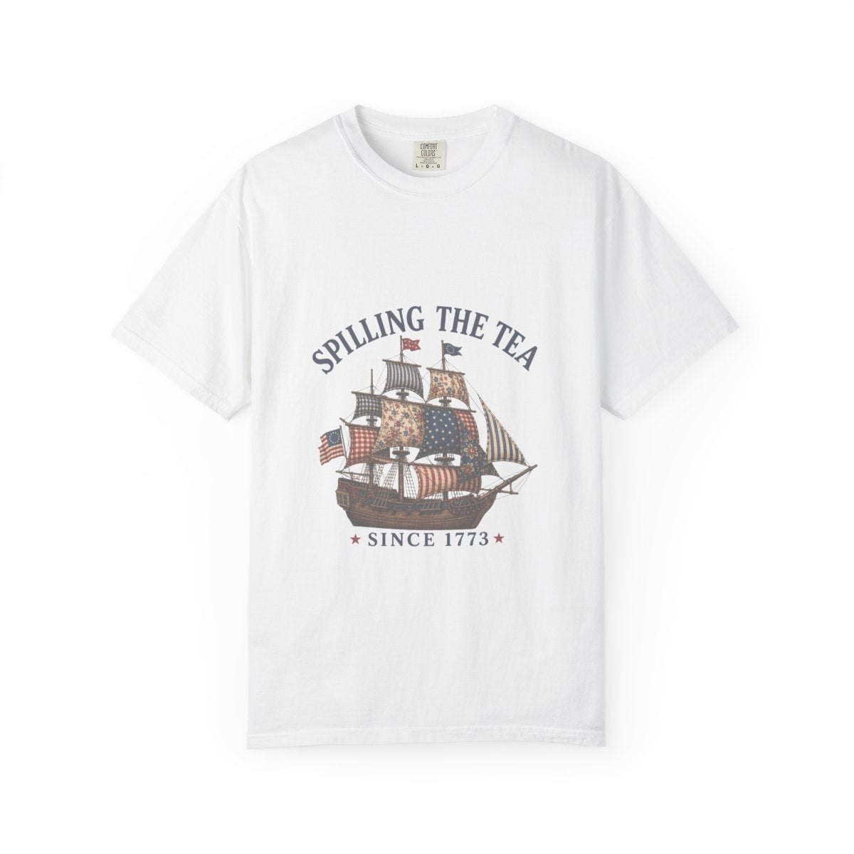 Spilling the Tea Nautical T-Shirt, Vintage Ship Graphics, American Revolution Design Tee, 100% Cotton Gift, Soft Washed Fabric
