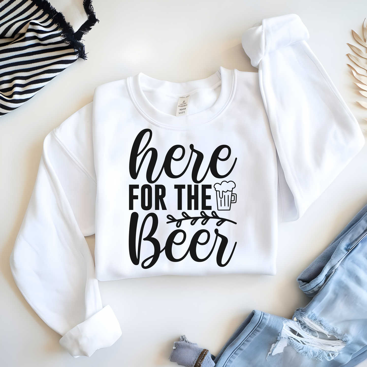 I'm Here for the Beer Sweatshirt • Funny Drinking Pullover • Beer Lover Crewneck • Party Humor Shirt • Unisex Cozy Gift