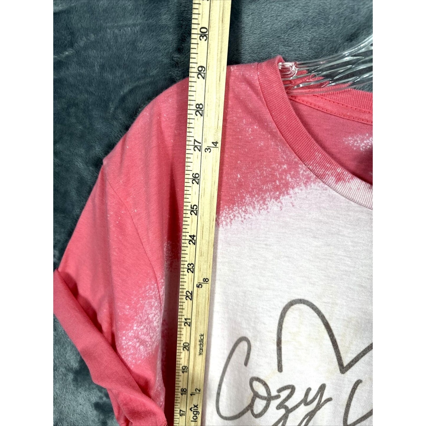 Women’s T-shirt Cozy Vibes Bleached Pink Soft & Comfy Size Adult Large
