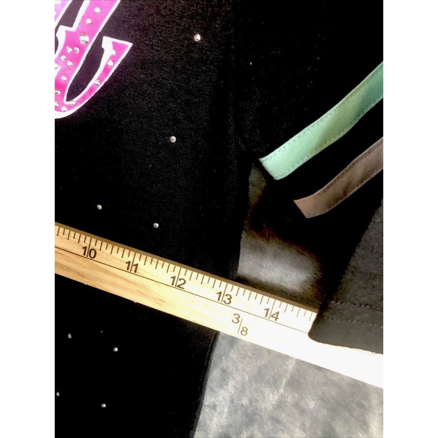 COOGI T-Shirt Black Pink White And Teal Studded Girls Size 14/16