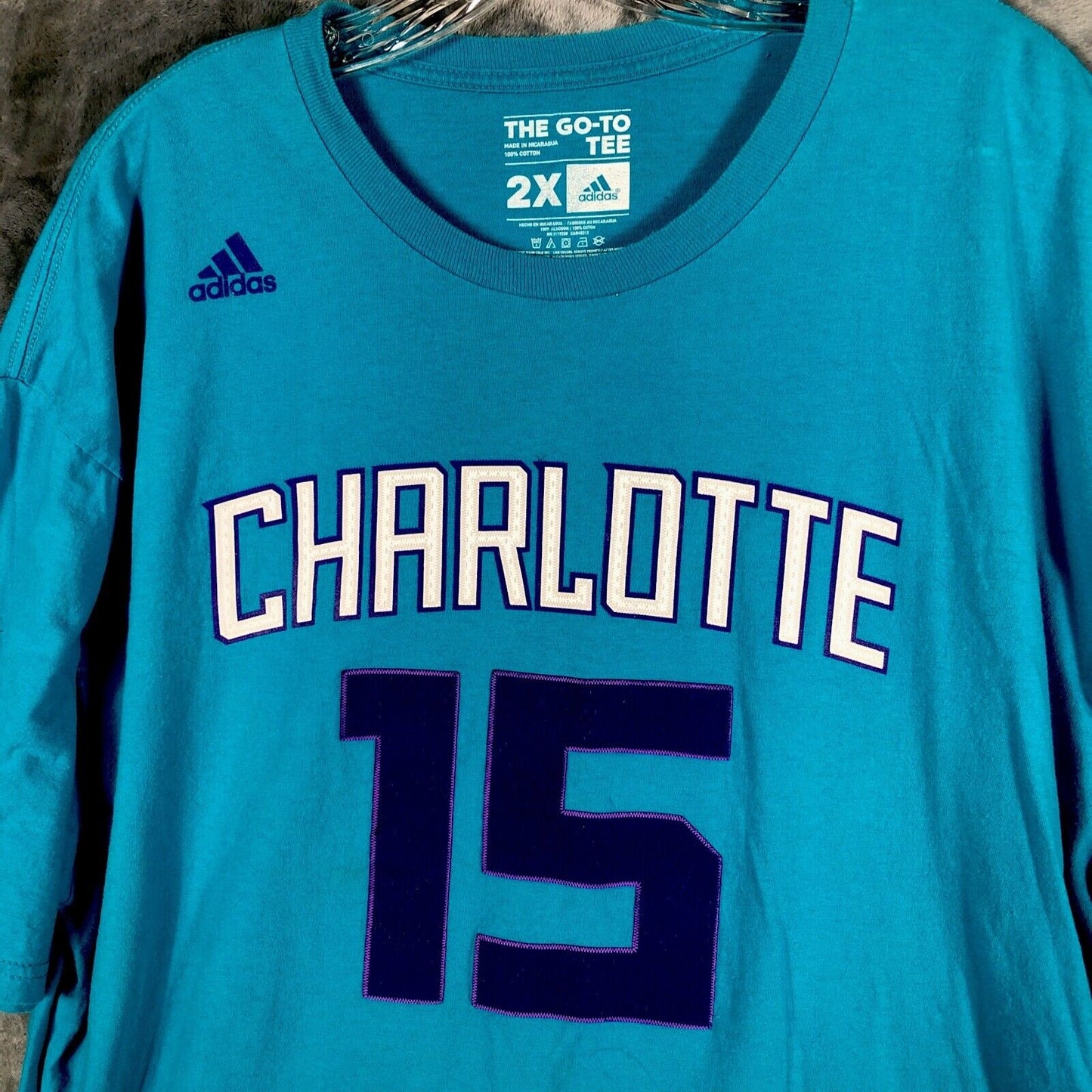 Adidas Charlotte Hornets Shirt Men’s Go To Tee Shirt XX Large NBA No 15 Walker