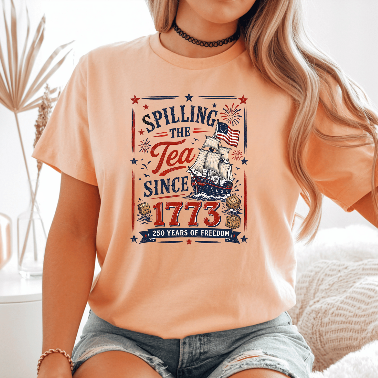 Patriotic T-Shirt, American History Tee, 1773 Spilling the Tea Shirt, Freedom Celebration Shirt, Graphic Tee for History Buffs