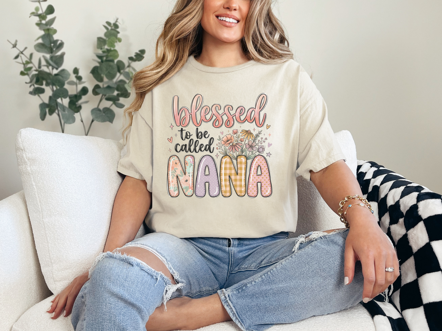 Inspirational Nana T-Shirt, Blessed to be Called Nana Tee, Sunflower Graphic Top, Spiritual Gift for Her, Boho Style Shirt, Comfort Fit