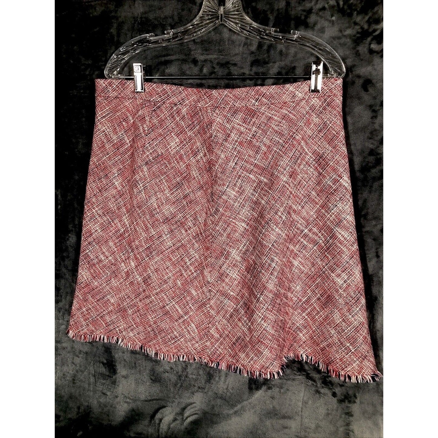 Banana Republic Womens Tweed Pink Fringe A Line Lined Skirt Faux Wrap Size 12