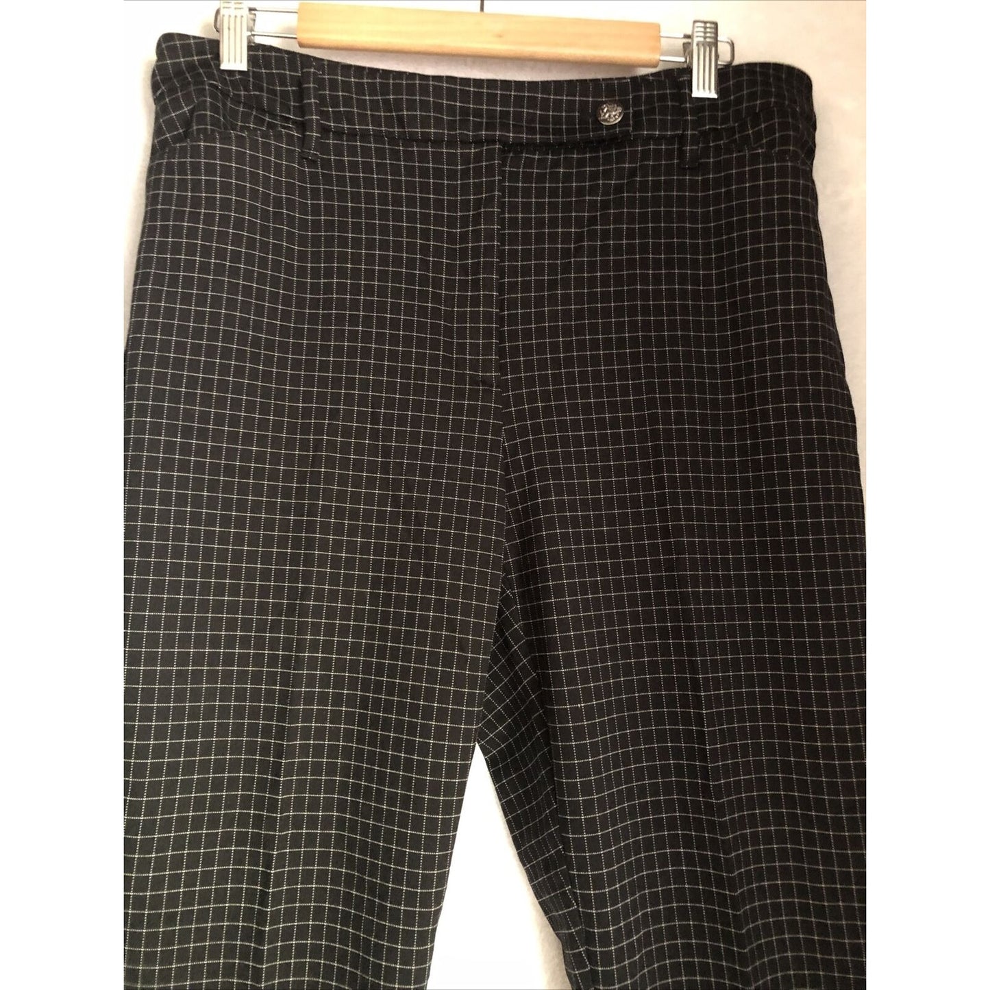 Women’s Tapered Ankle Plaid Black And Gray Dress Pants 12 Long
