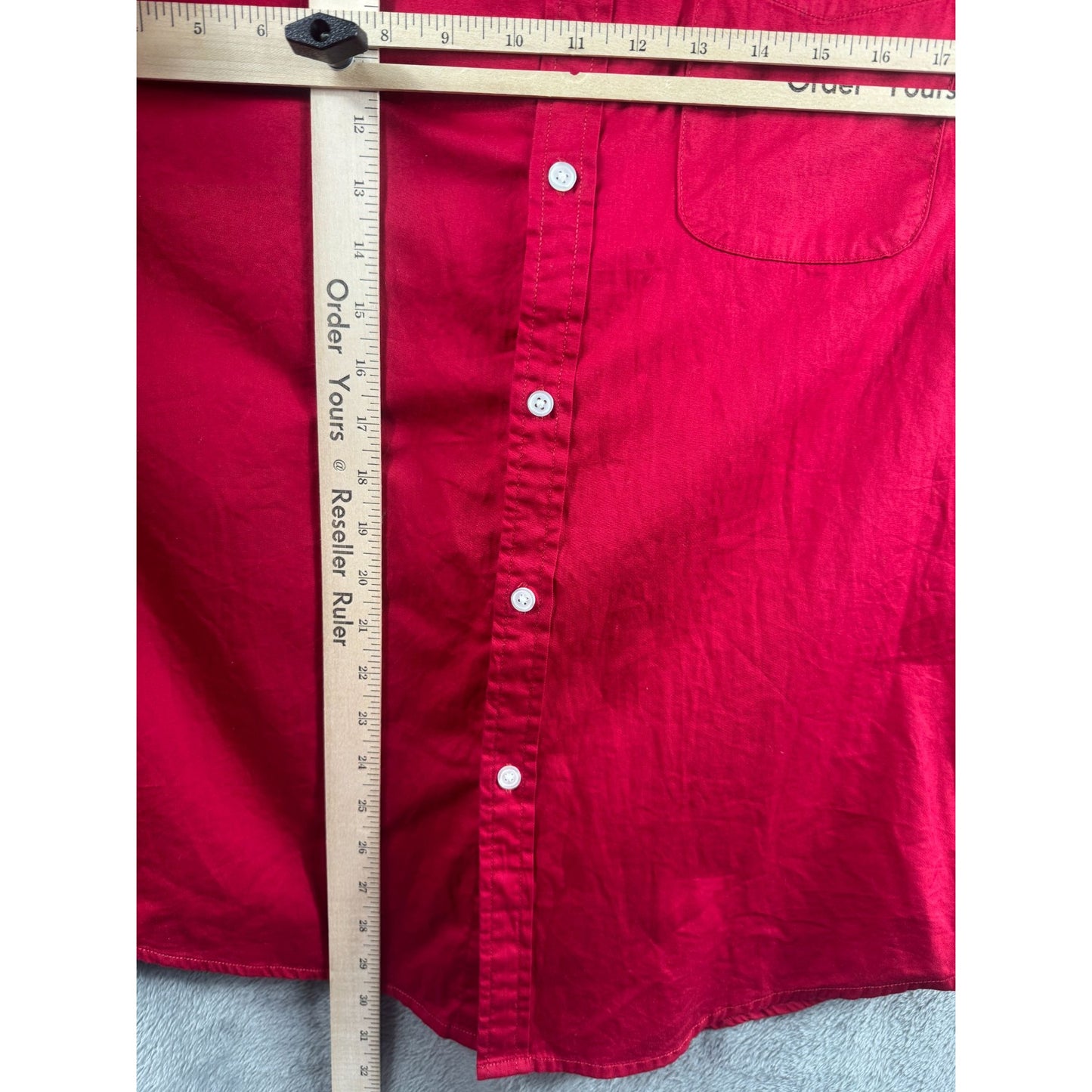 Forever 21 Mens Short Sleeve Button-Up Red Shirt Size L