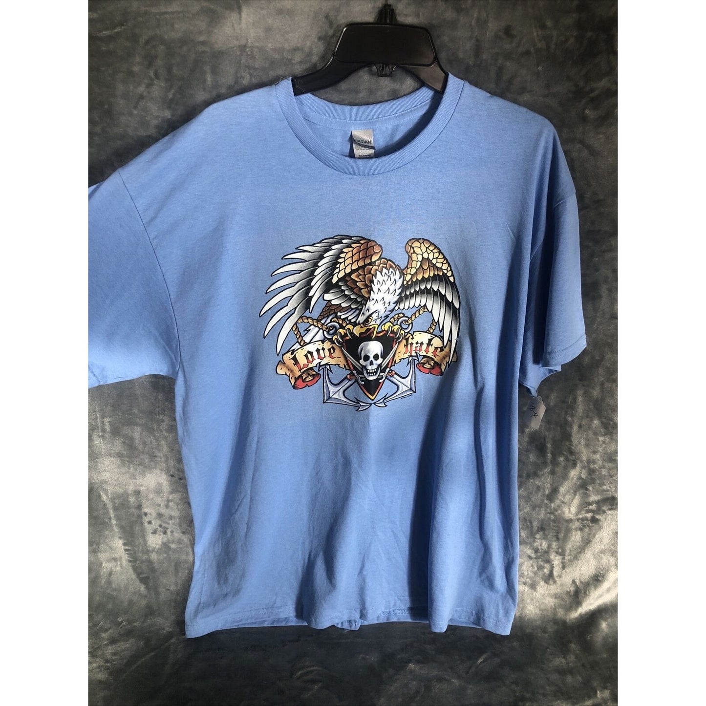 Men’s Biker Shirt Eagle/Skull T-Shirt Size Extra Large Blue New Tee Shirt