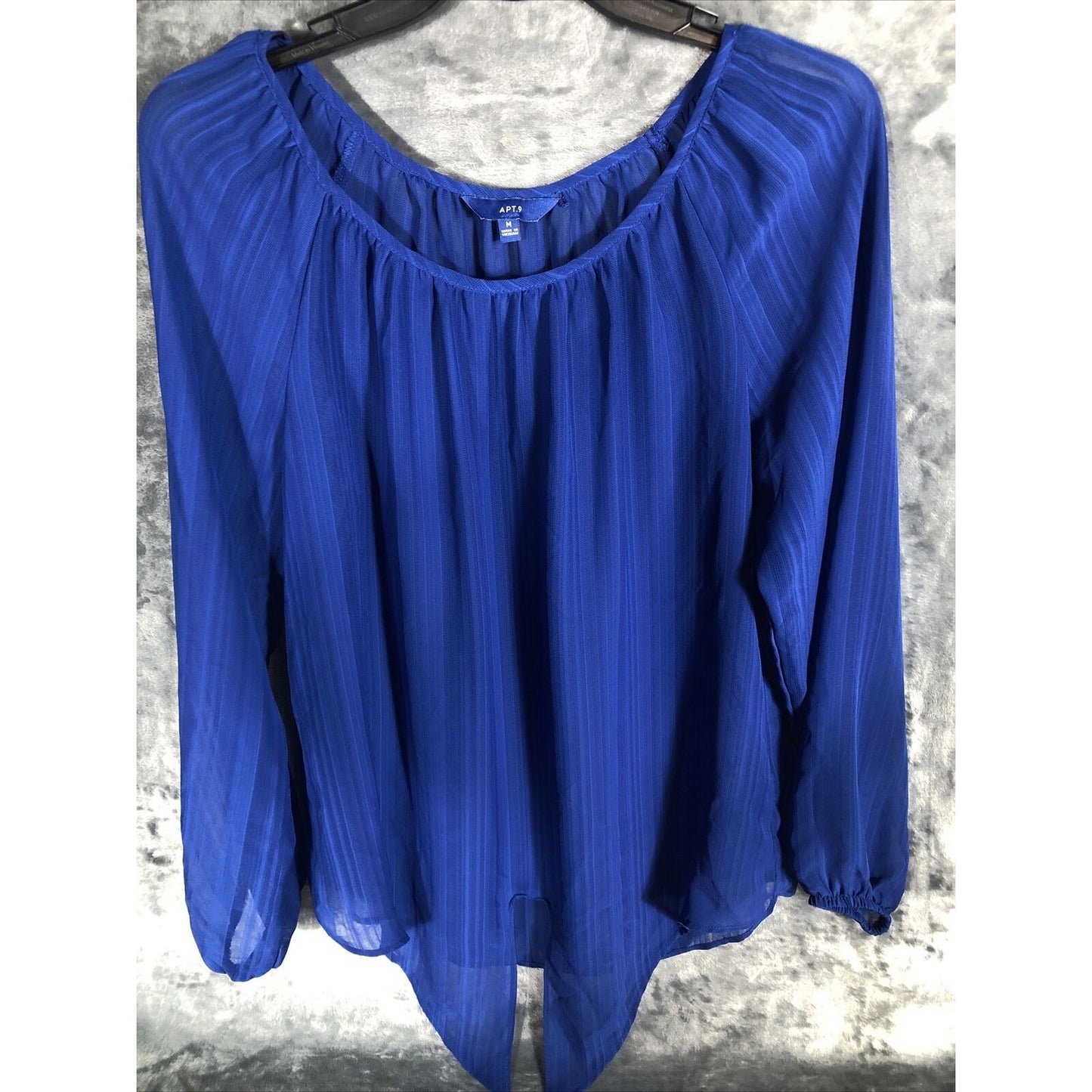 APT.9 Sheer Royal Blue Women’s Blouse  Stunning Top Adult Size Medium Shirt