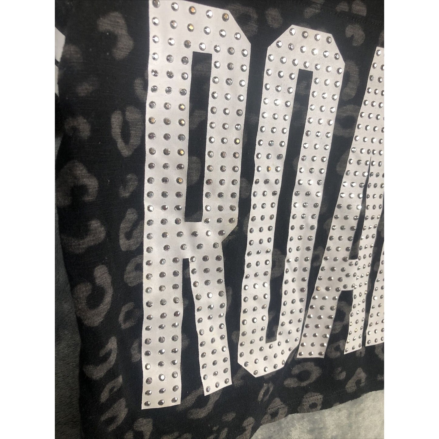 Justice Follow Your Dreams Girls T-Shirt Black Size 10 Roar Justice Studded