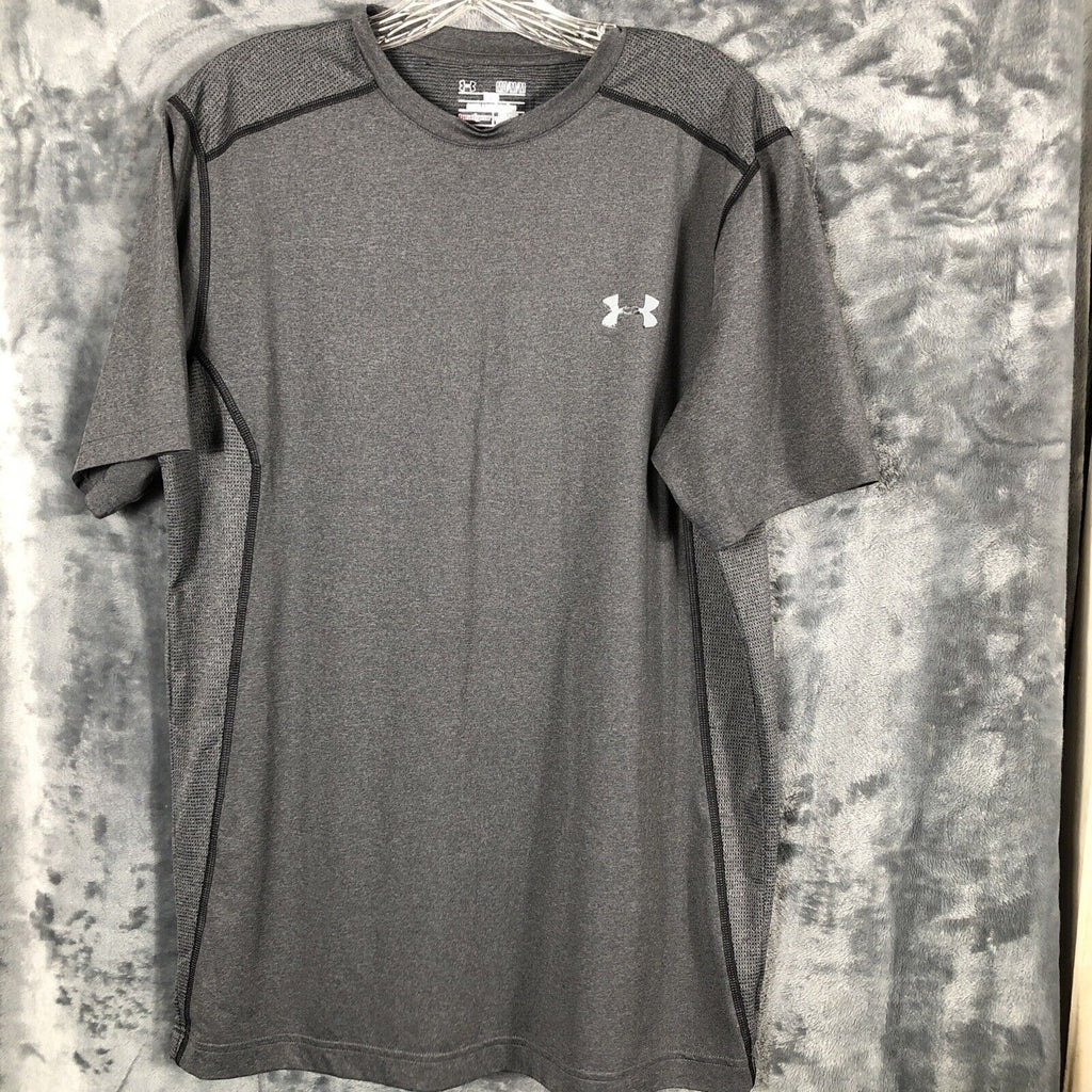 Under Armour Heatgear T Shirt Size Medium Mens Gray Short Sleeve Raglan Loose
