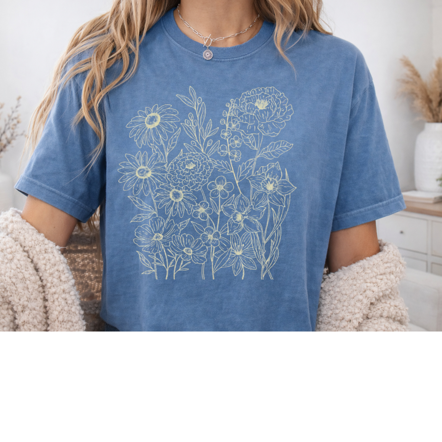 Floral Graphic Tee, Artistic Flower Shirt, Boho Chic Top, Women's Casual T-Shirt, Nature Lover Gift, Unique Graphic Tee, Stylish Summer Shirt