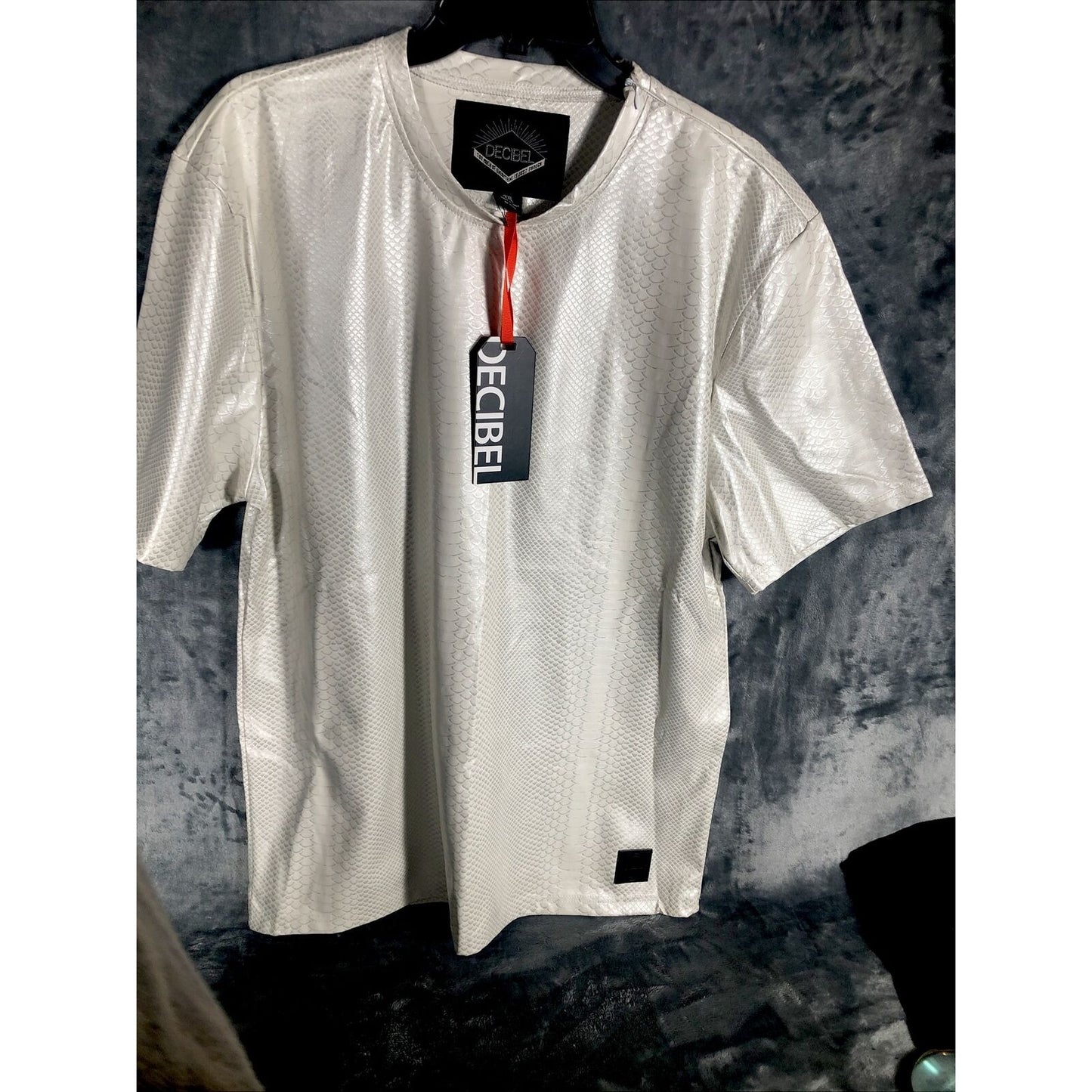 Decibel Mens Shirt Ivory Fish Scale   Casual Wear/Streetwear Size Adult 2x Large