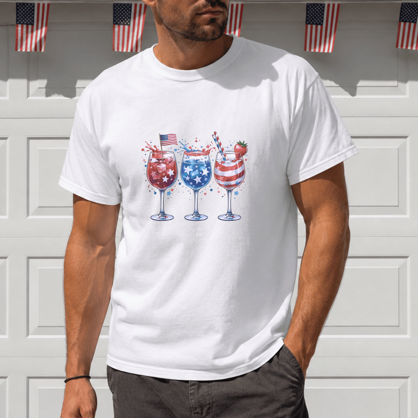 Patriotic Drinkware Design, Fourth of July Party, USA Themed Glasses, Fun Summer BBQ Decor, Independence Day Gift Idea, Watercolor Art