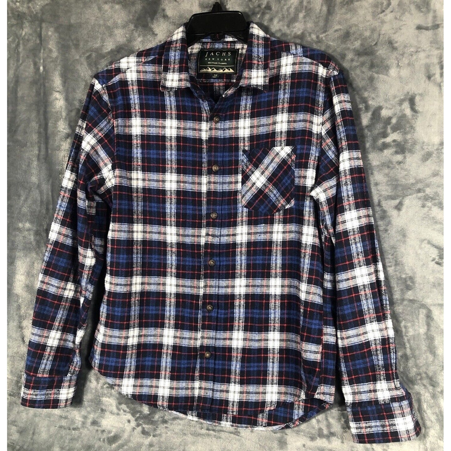 Jachs New York Flannel Shirt Men’s Blue Plaid Longsleeve Size Adult Medium