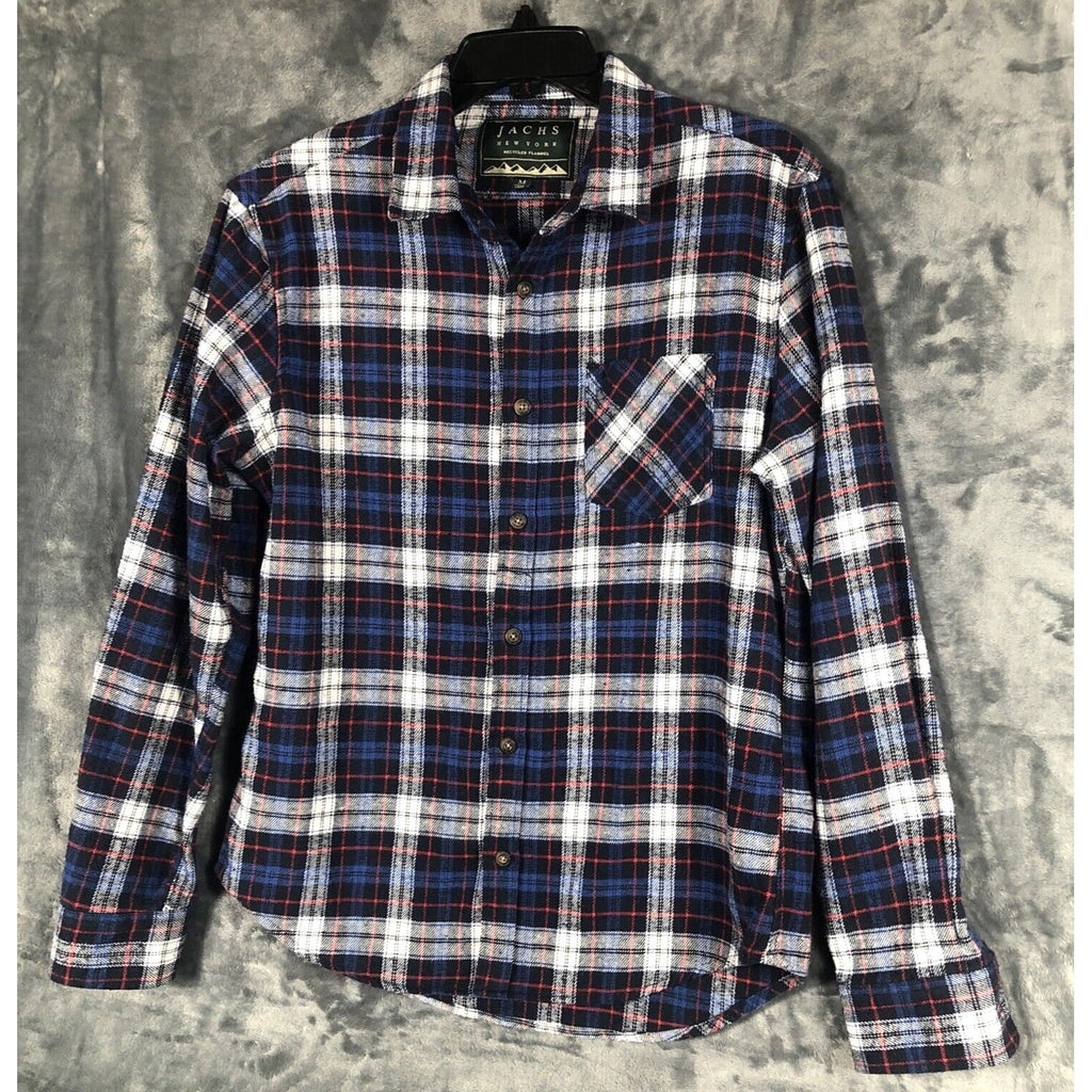 Jachs New York Flannel Shirt Men’s Blue Plaid Longsleeve Size Adult Medium