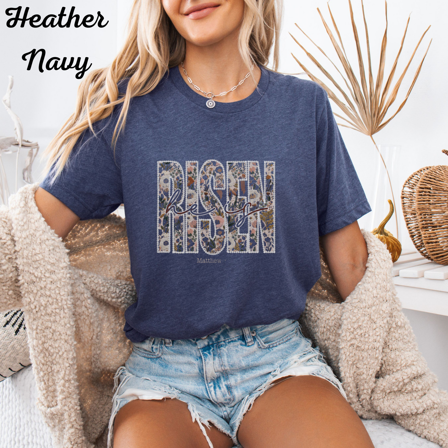 Risen Easter T‑Shirt for Women | Christian Easter Tee | Faith Based Graphic Shirt | He Is Risen Top | Resurrection Sunday Gift