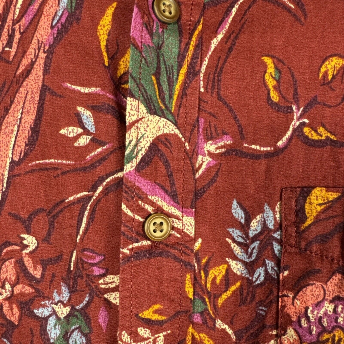 MENS AE AMERICAN EAGLE HAWAIIN TROPICAL SHIRT L ARGE COTTON BUTTON DOWN RED