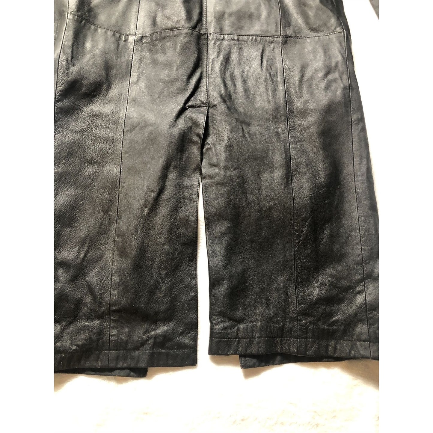 Vintage 80's G-III Black Leather Long Trench Coat Women's Small Long