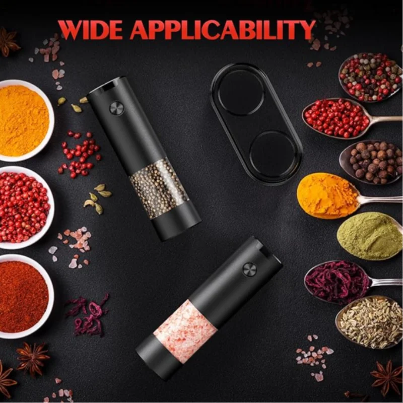 USB Rechargeable Electric Salt & Pepper Grinder – Adjustable for Salt, Pepper, Grains & Beans