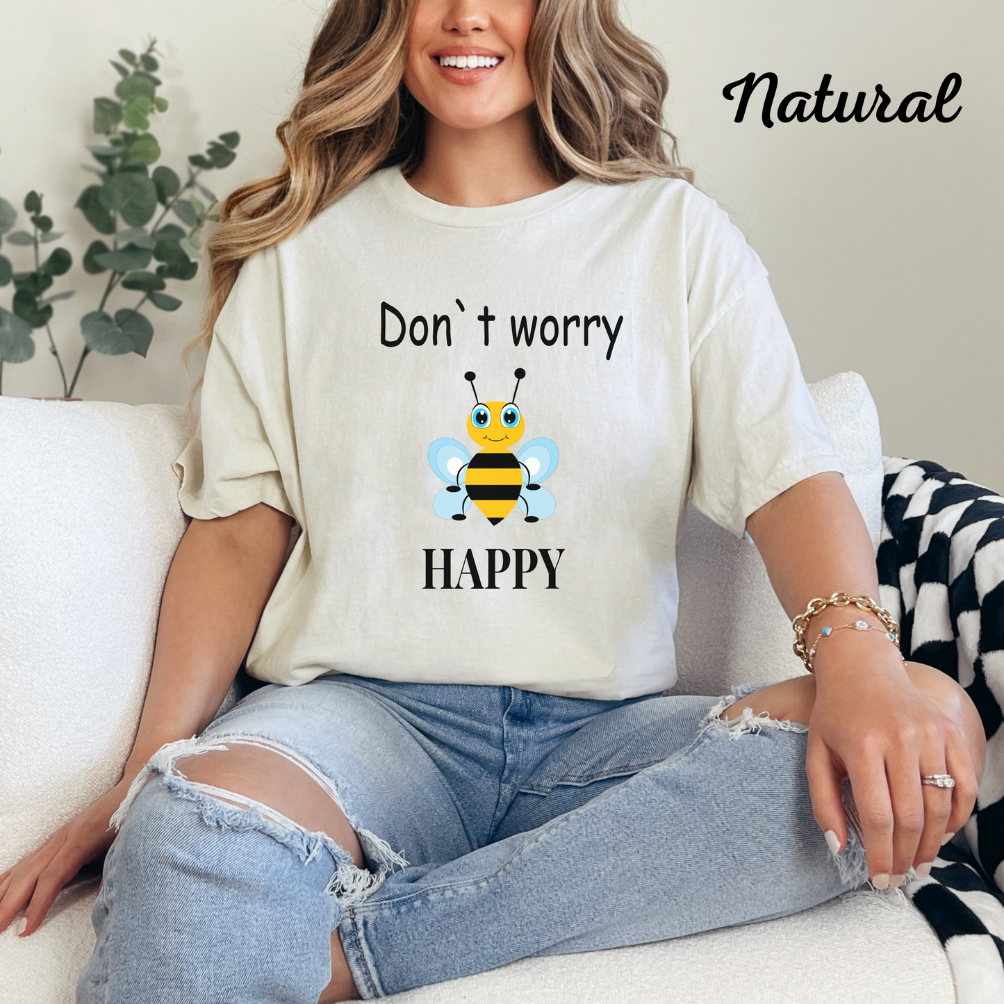 Bee Graphic T-Shirt, Cute Cartoon Bee Tee, Fun Bee Lover Gift, Gender-Neutral Outfit, Comfy Printed Novelty Shirt