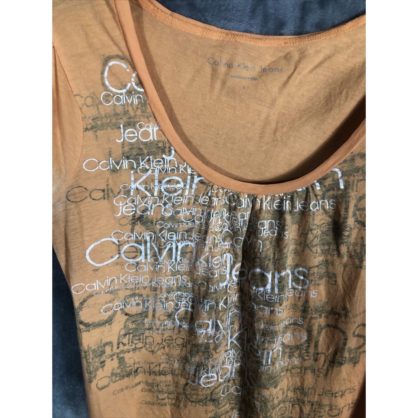 Women’s Calvin Klein Jeans Shirt Orange And Silver Size Adult Small