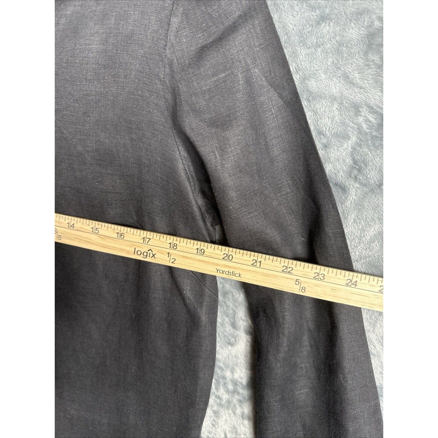 Dialogue Women’s 100% Linen Black V-Neck Long Sleeve Blouse Size 10