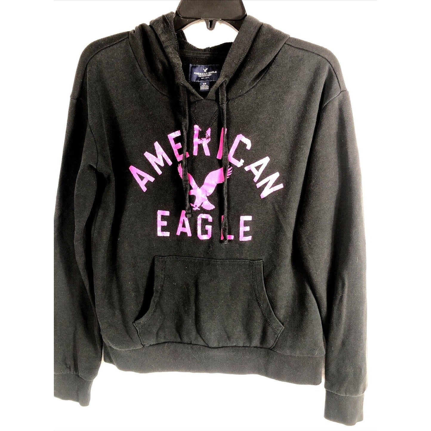 American Eagle Women’s Hoodie Black And Pink Size Small Sweatshirt