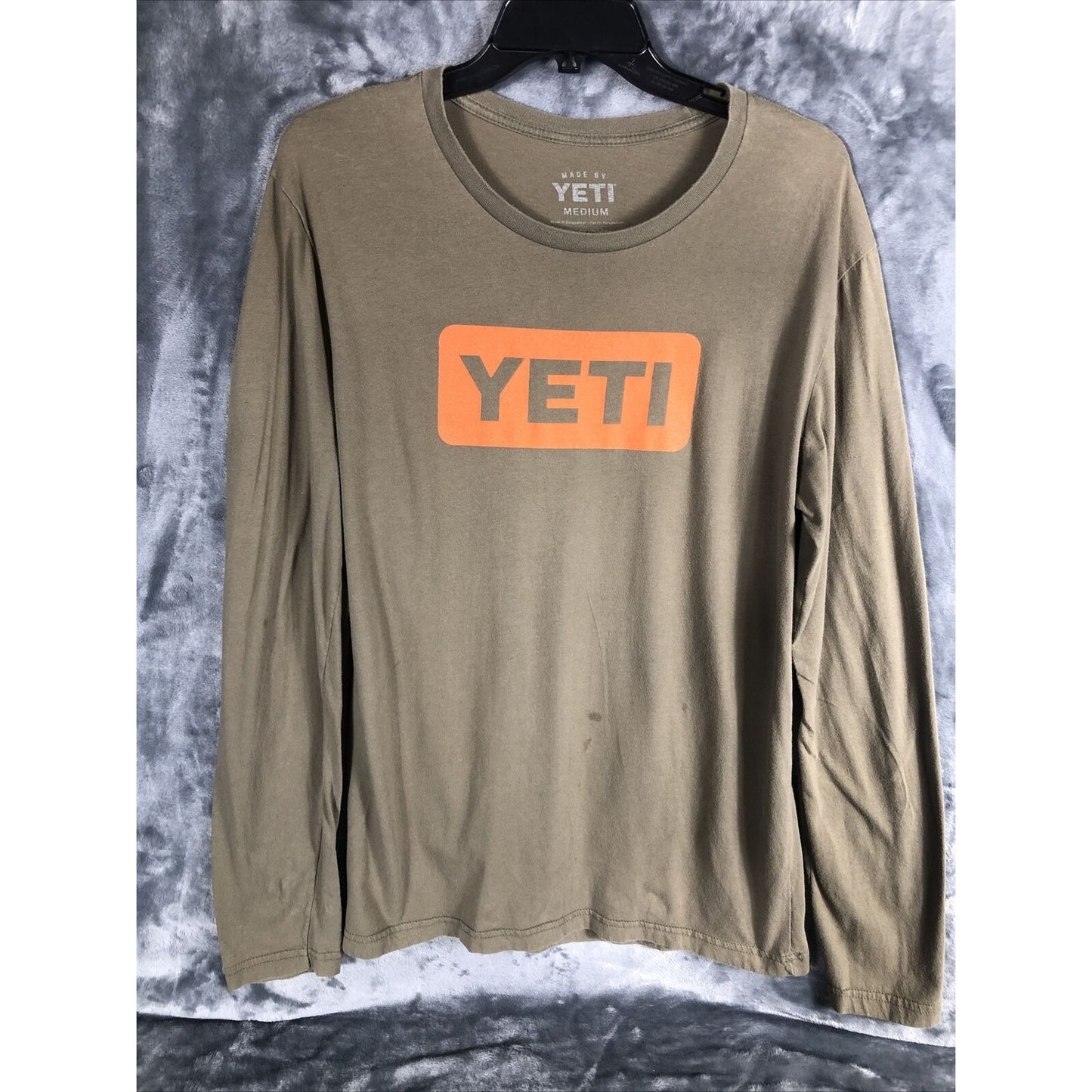 Yeti Coolers Logo Shirt Men's Long Sleeve Tee Shirt Green/Orange Adult Medium