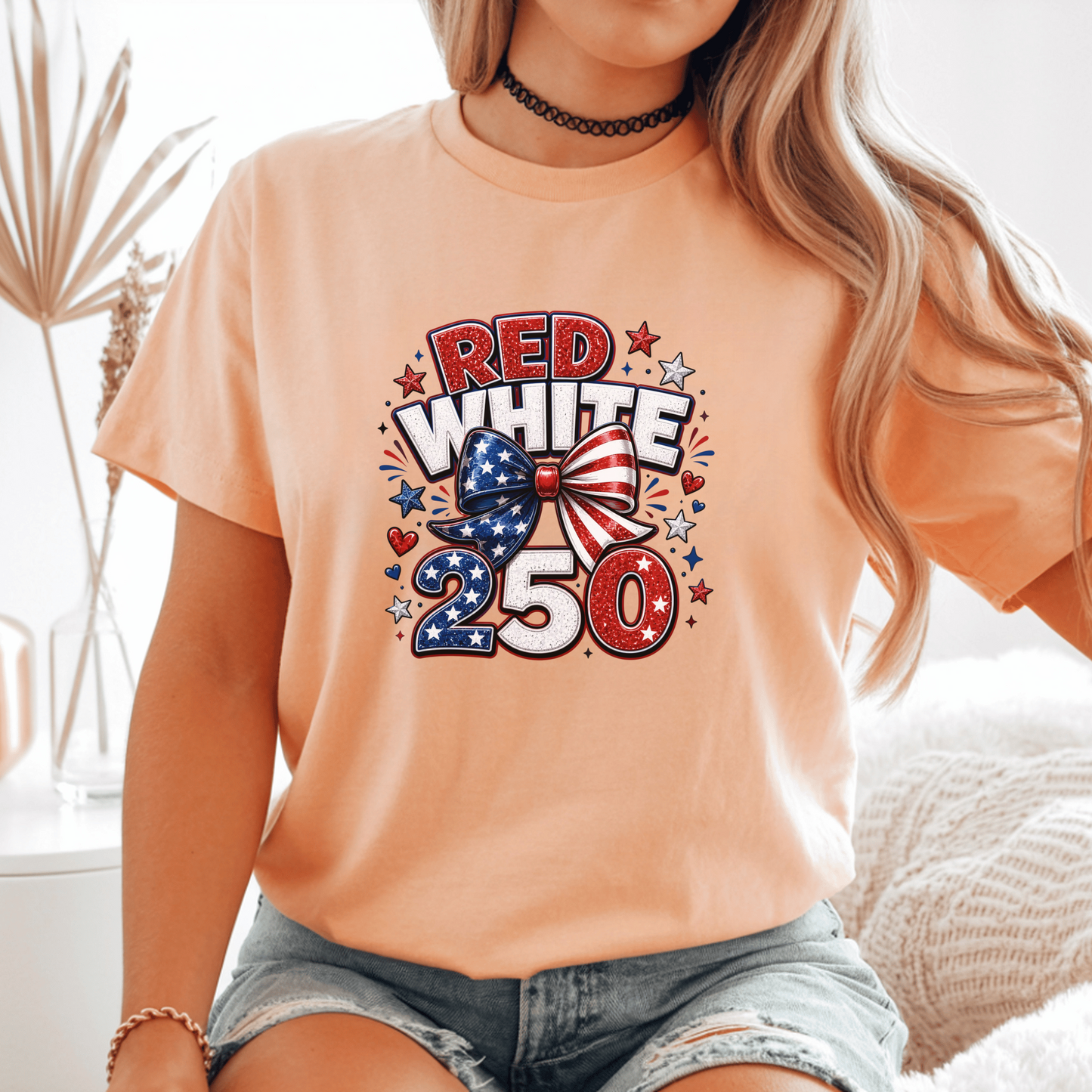 USA Patriotic T-Shirt, Red White Blue Celebration Tee, 250th Anniversary Design, Independence Day Shirt, Customizable Cotton Apparel