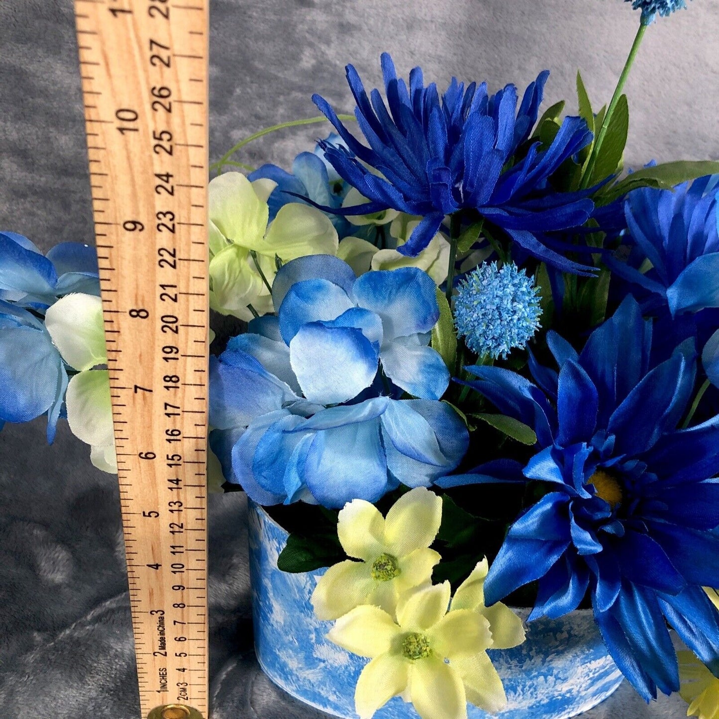 Artificial Flowers Spring Floral Arrangement Home Decor Blue And Yellow Flowers