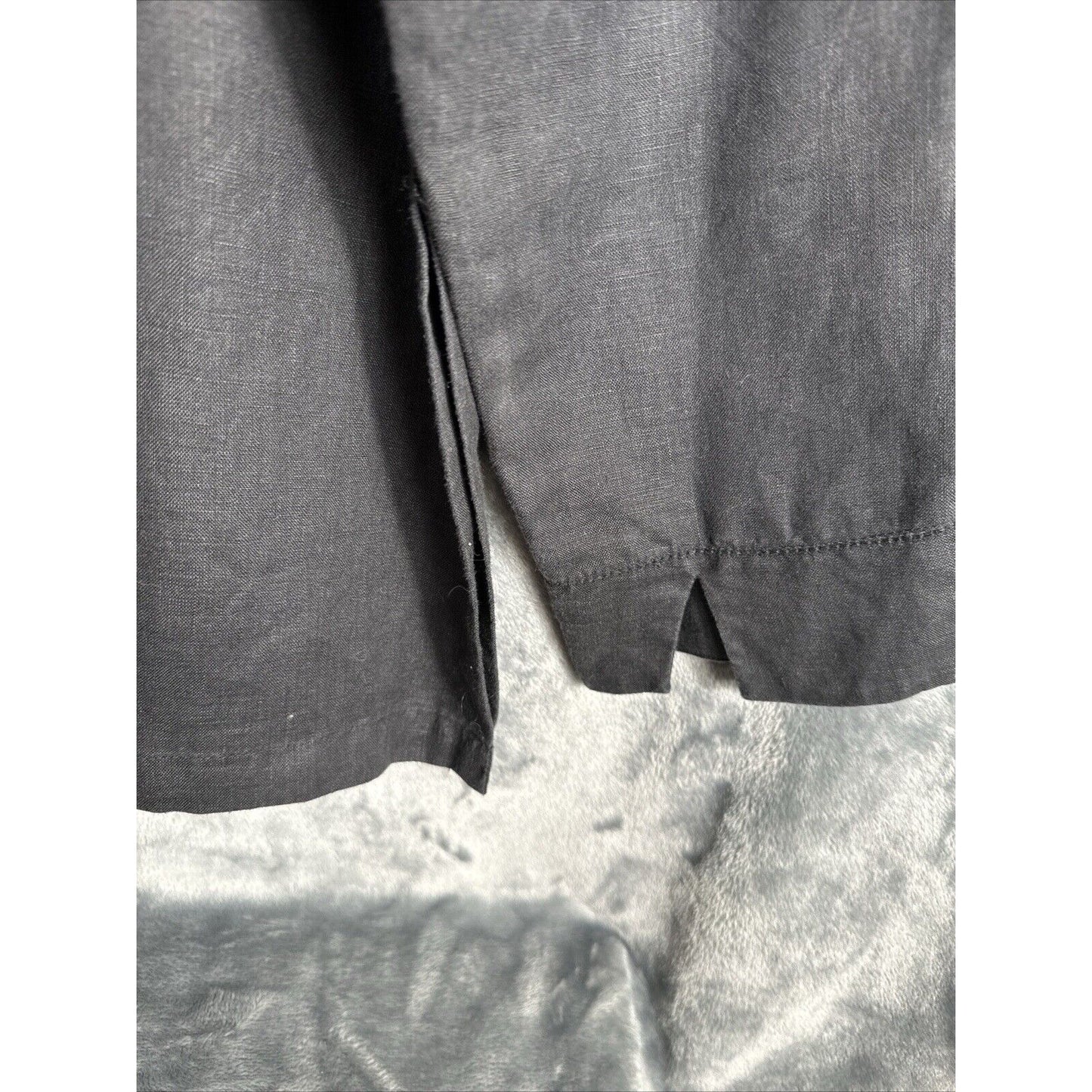 Dialogue Women’s 100% Linen Black V-Neck Long Sleeve Blouse Size 10