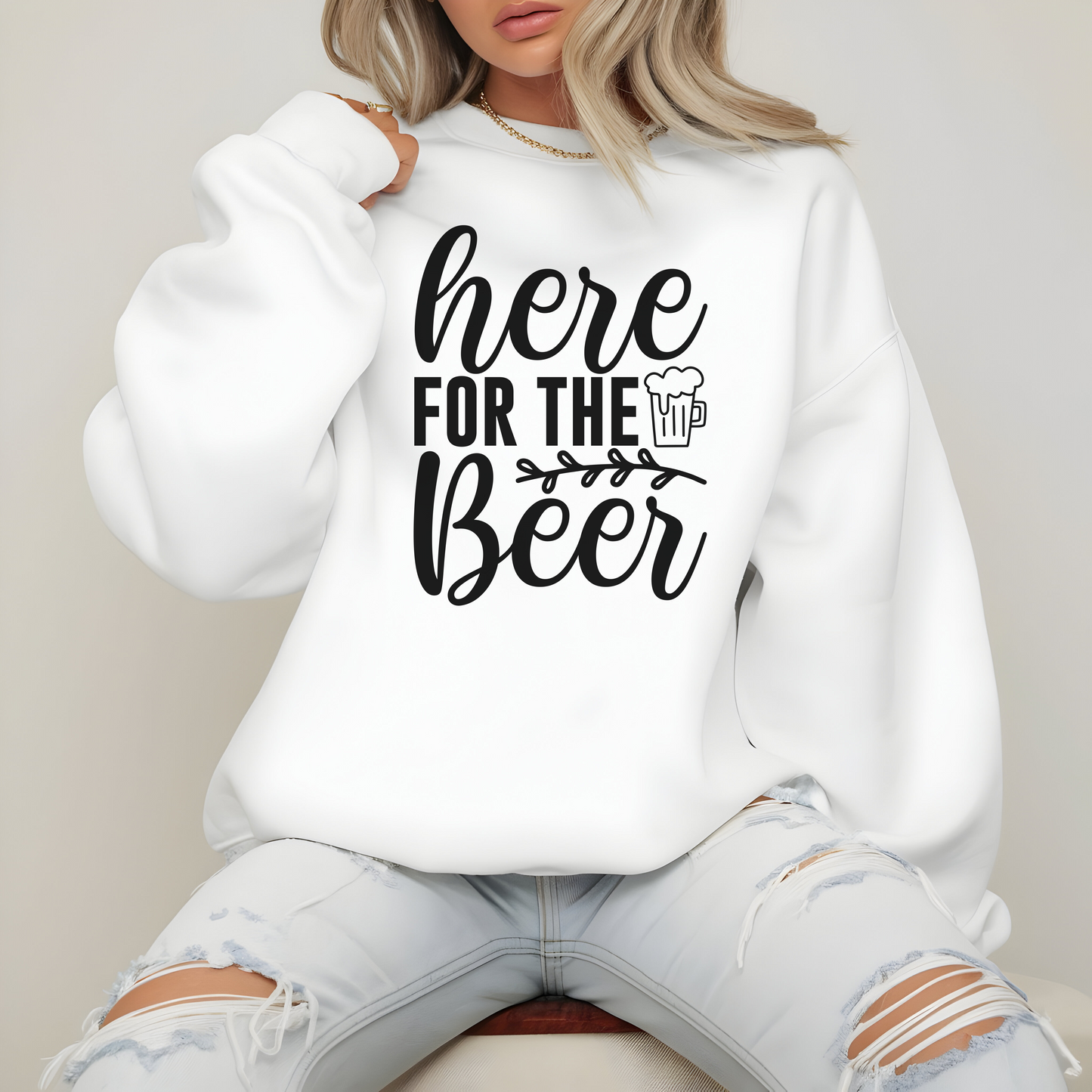 I'm Here for the Beer Sweatshirt • Funny Drinking Pullover • Beer Lover Crewneck • Party Humor Shirt • Unisex Cozy Gift