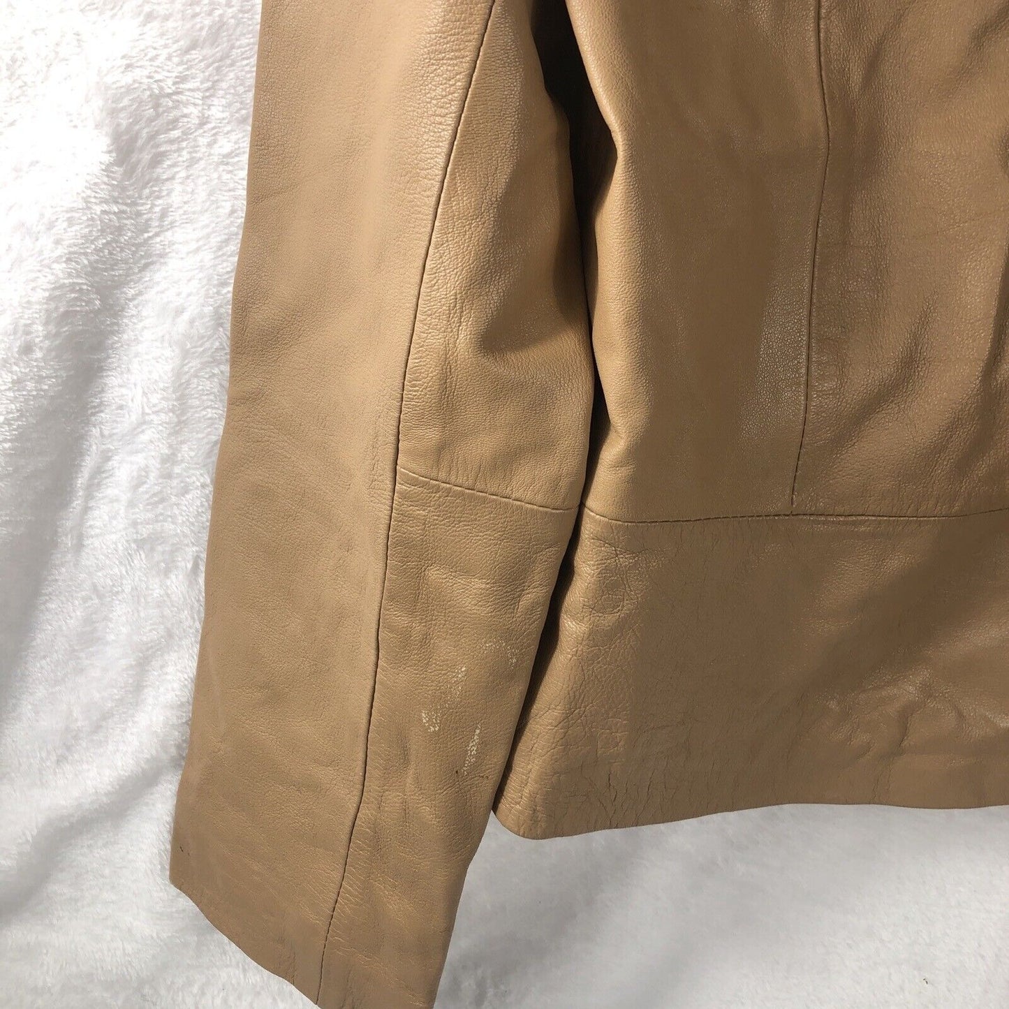 Yvonne Marie Lamb Leather Jacket Beigh Womens Size 10