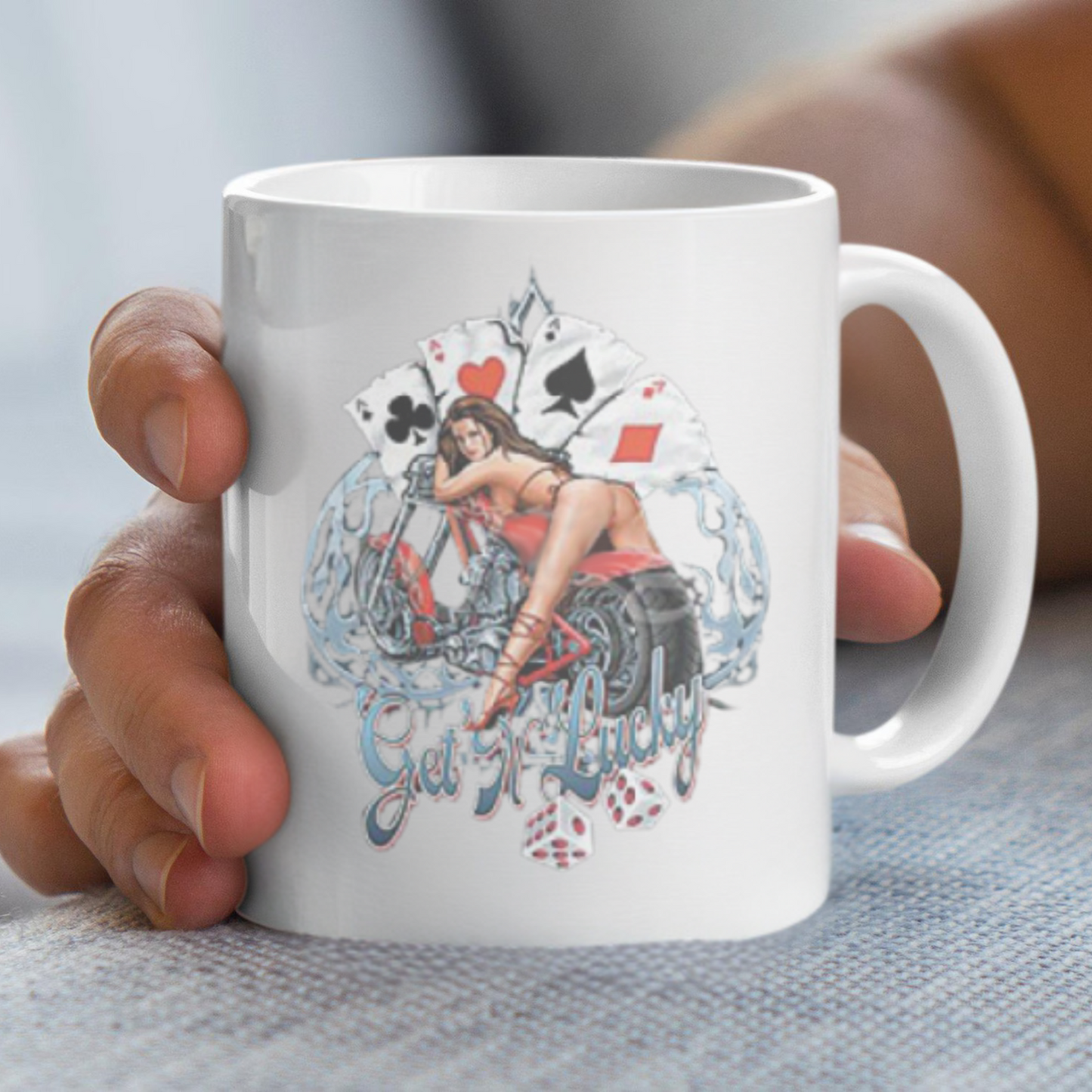 Ceramic Mug Coffee Lovers Gift, Durable White Mug, Poker Theme Mug, Collectible Design, Personalized Option, Gift for Men, 11oz 15oz