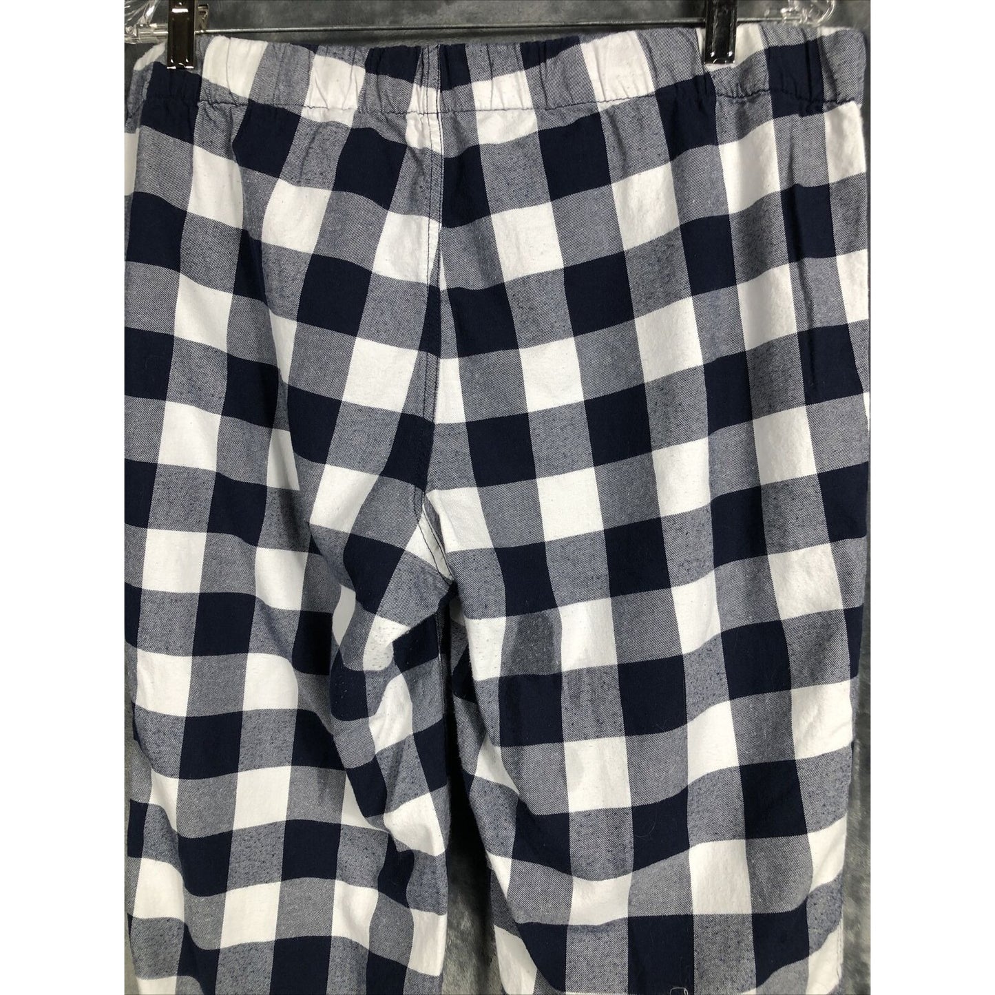 J Crew pajamas pants Woman’s L 100% cotton weave flannel check navy blue