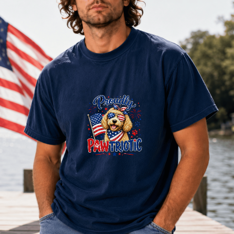 Proudly Pawtriotic Dog T-Shirt, Pet Lover Gift, Patriotic Dog Shirt, USA Flag Dog Tee, Funny Dog Graphic Shirt