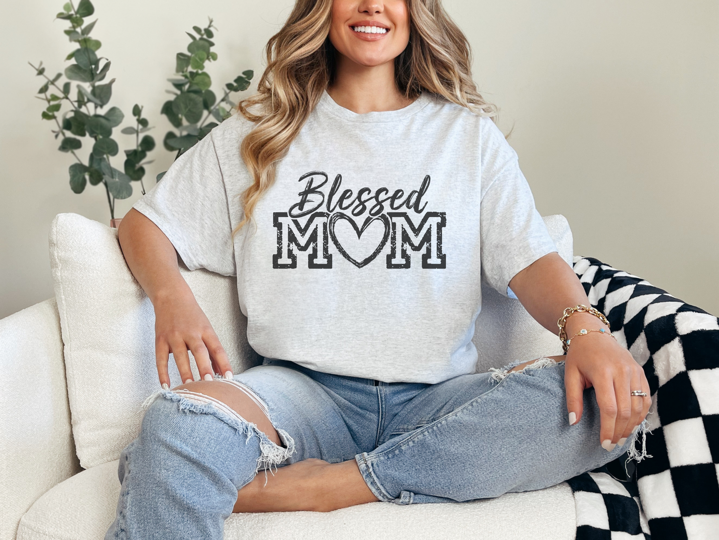 Blessed Mom Shirt, Mother's Day Gift, Women Mom Tee, Cute Casual Wear, Heart Design Top, Gift for Her, Mom Life Shirt, Casual Outfit